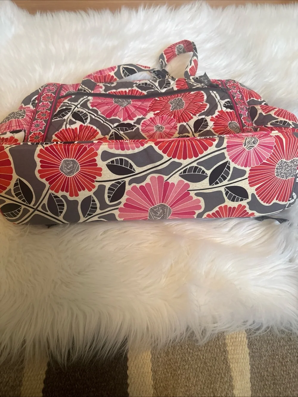 Vera Bradley Pink & Red Cherry Blossom Quilted Diaper Tote